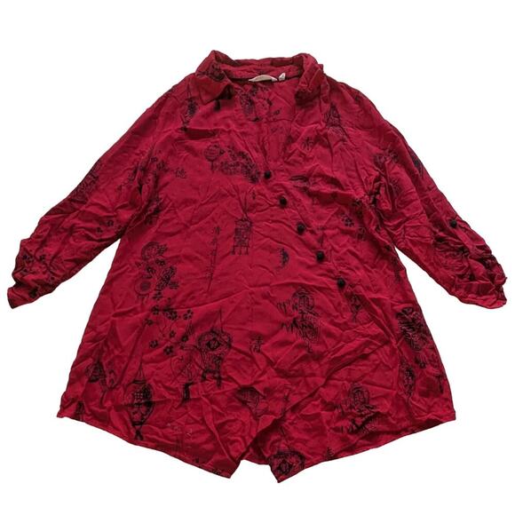 SOFT SURROUNDINGS‎ Asian Red Lantern Pagoda Asymmetric Tunic Top XL - Picture 1 of 7